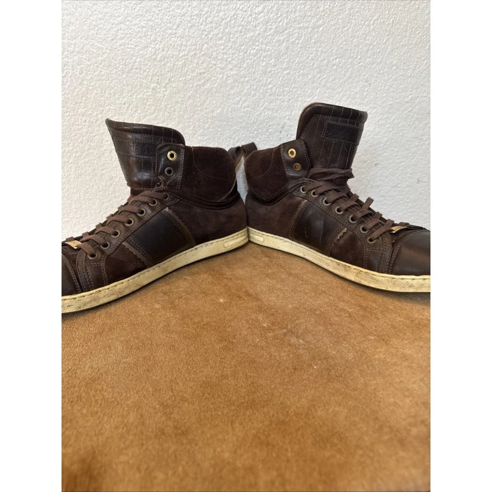 Pantofola d'Oro Italian‎ Leather High Top Sneakers Brown Suede Men's EU 45 US 12